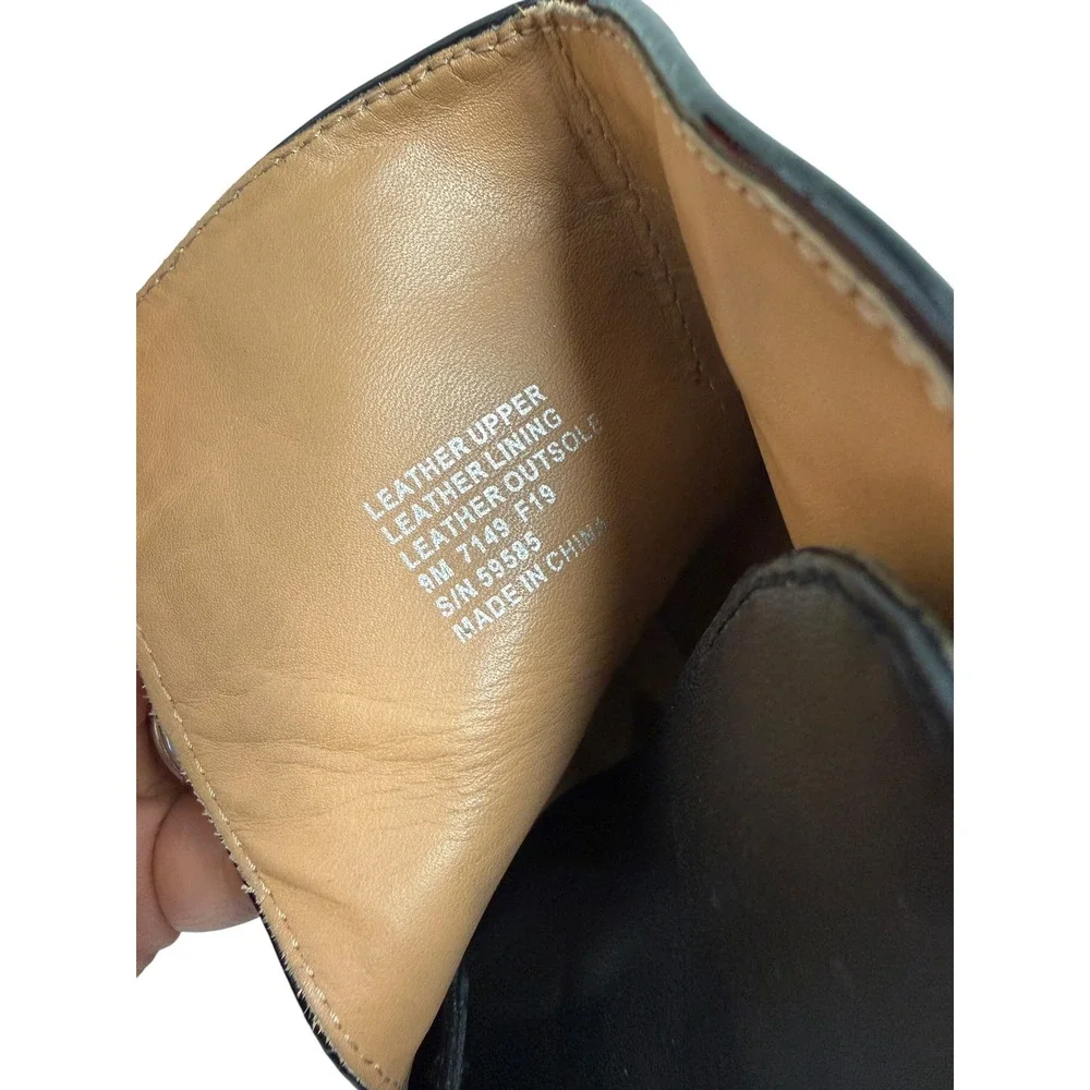 Tory Burch Kira Boots Womens 9M Black Leather Block Heel Gold Minimalist Luxury